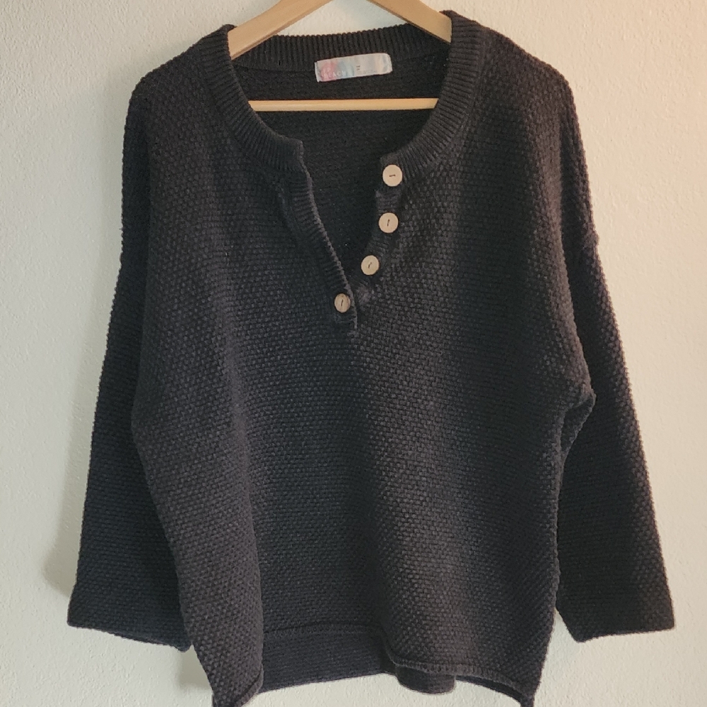 Elegant Black Buttoned Sweater